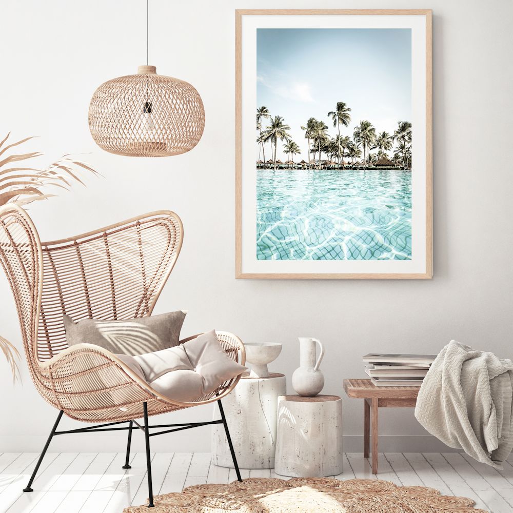 Tropical Palm Trees Island Resort Wall Art Photograph Print or Canvas Framed or Unframed in Office Beautiful Home Decor