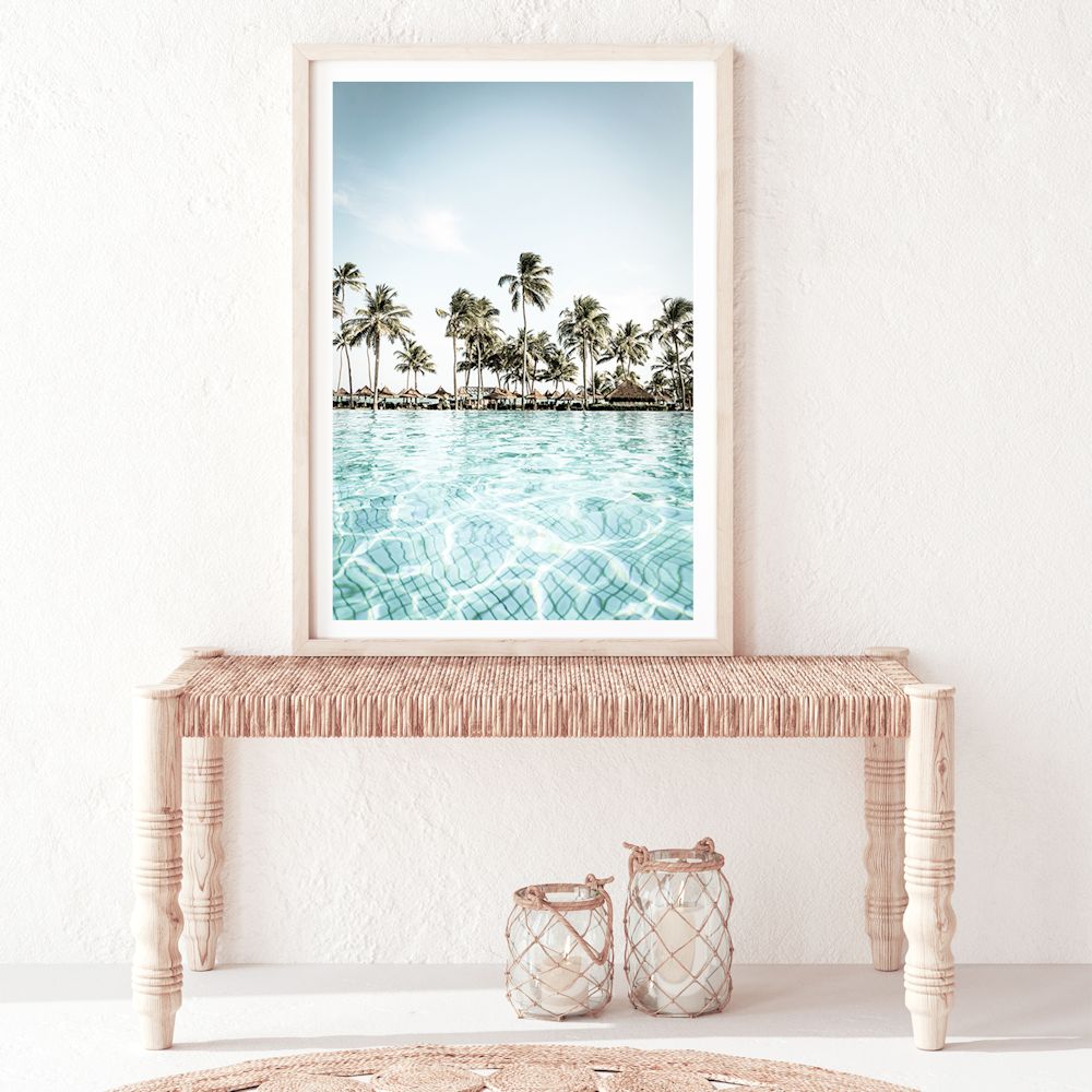 Tropical Palm Trees Island Resort Wall Art Photograph Print or Canvas Framed or Unframed in hallway Beautiful Home Decor