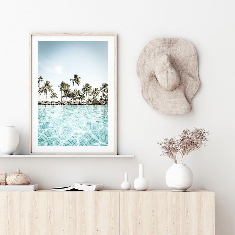 Tropical Palm Trees Island Resort Wall Art Photograph Print or Canvas Framed or Unframed large artwork Beautiful Home Decor