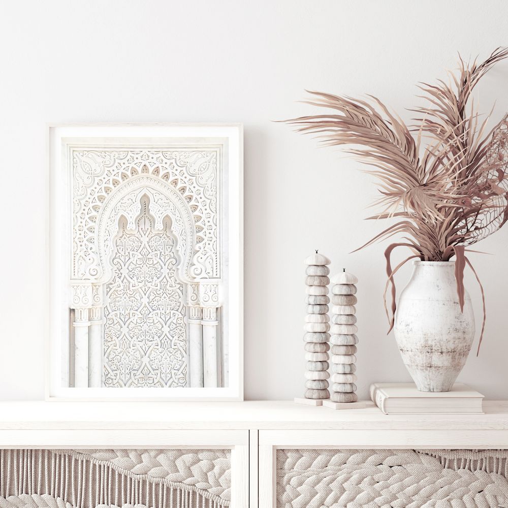 White Moroccan Arch Wall Art Photograph Print or Canvas Framed or Unframed TV Console Beautiful Home Decor