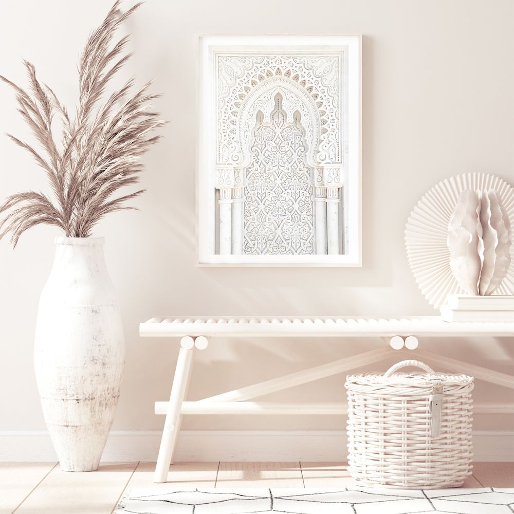 White Moroccan Arch Wall Art Photograph Print or Canvas Framed or Unframed for hallway wall Beautiful Home Decor