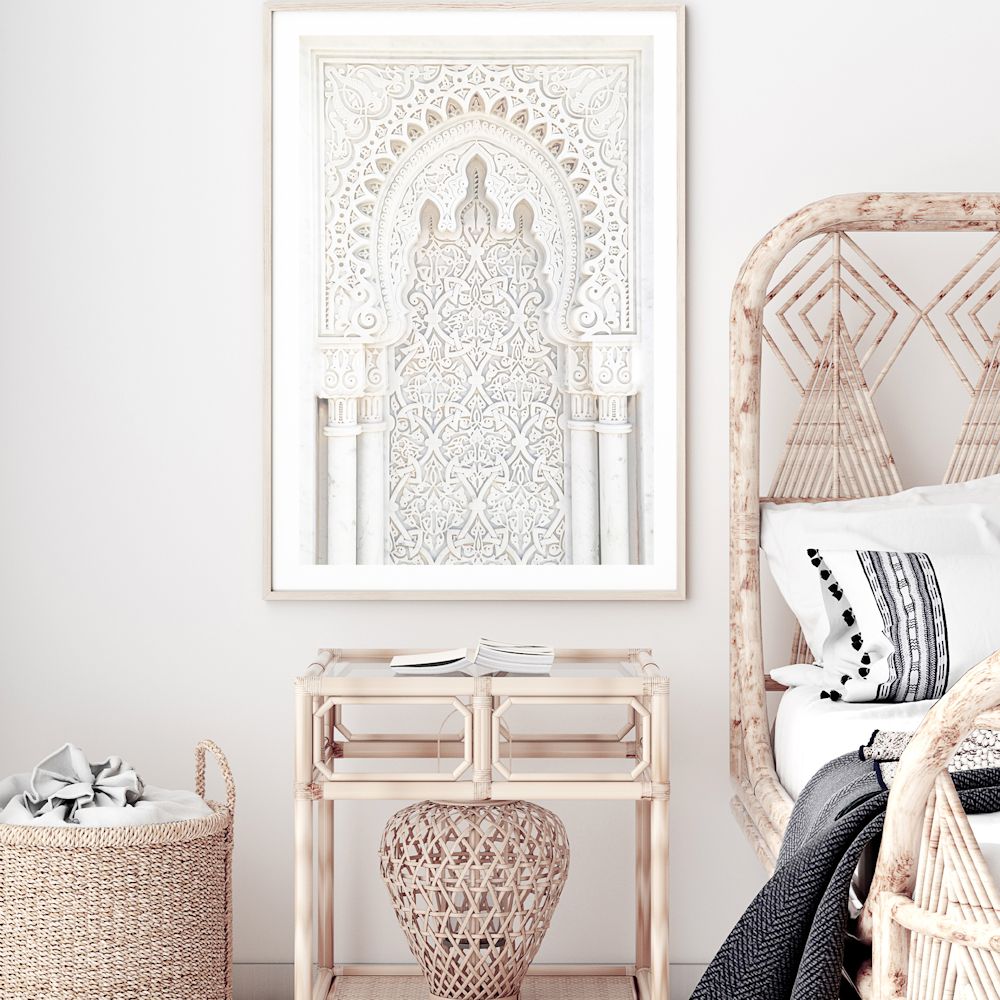White Moroccan Arch Wall Art Photograph Print or Canvas Framed or Unframed in Bedroom Beautiful Home Decor