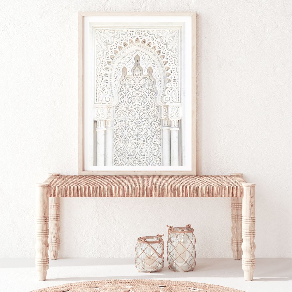 White Moroccan Arch Wall Art Photograph Print or Canvas Framed or Unframed in hallway Beautiful Home Decor