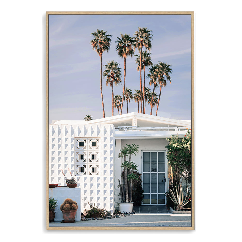 White Palm Springs House with Trees Wall Art Photograph Print or Canvas Framed in timber or Unframed Beautiful Home Decor
