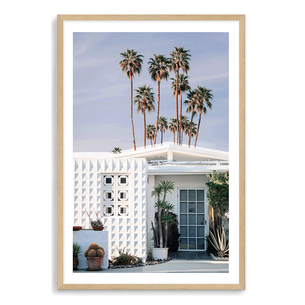 White Palm Springs House with Trees Wall Art Photograph Print or Canvas Timber Framed or Unframed Beautiful Home Decor