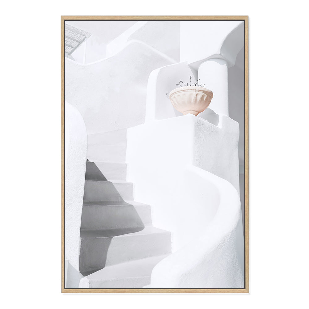White Stairs and Stairway in Santorini Greece Abstract Wall Art Photograph Print or Canvas Framed in timber or Unframed Beautiful Home Decor