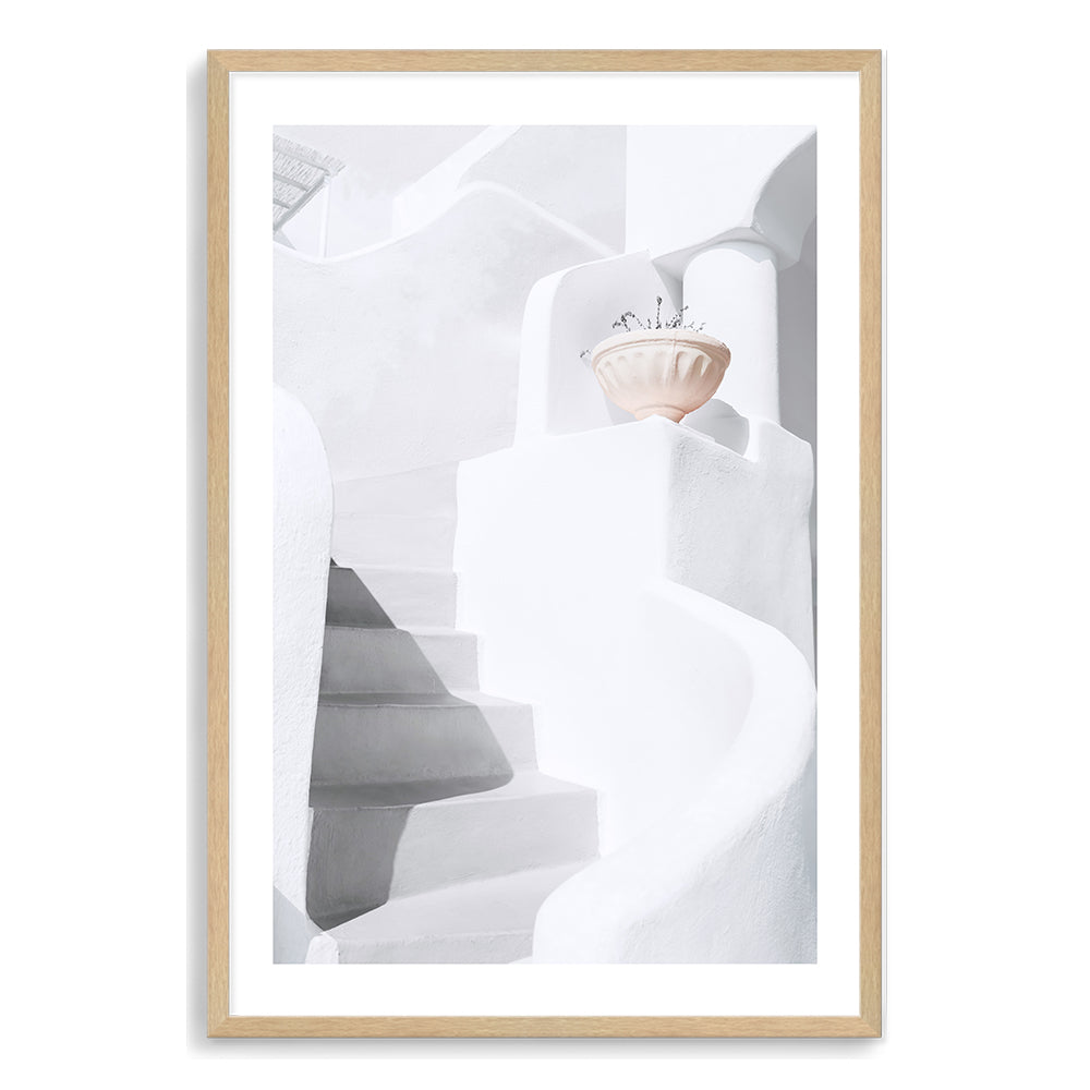 White Stairs and Stairway in Santorini Greece Abstract Wall Art Photograph Print or Canvas Timber Framed or Unframed Beautiful Home Decor